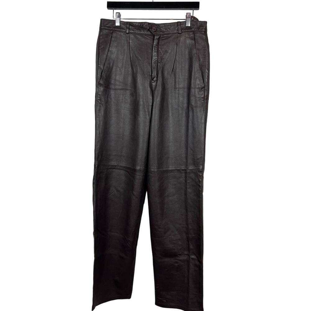 Neiman Marcus Dark Brown Leather Trousers